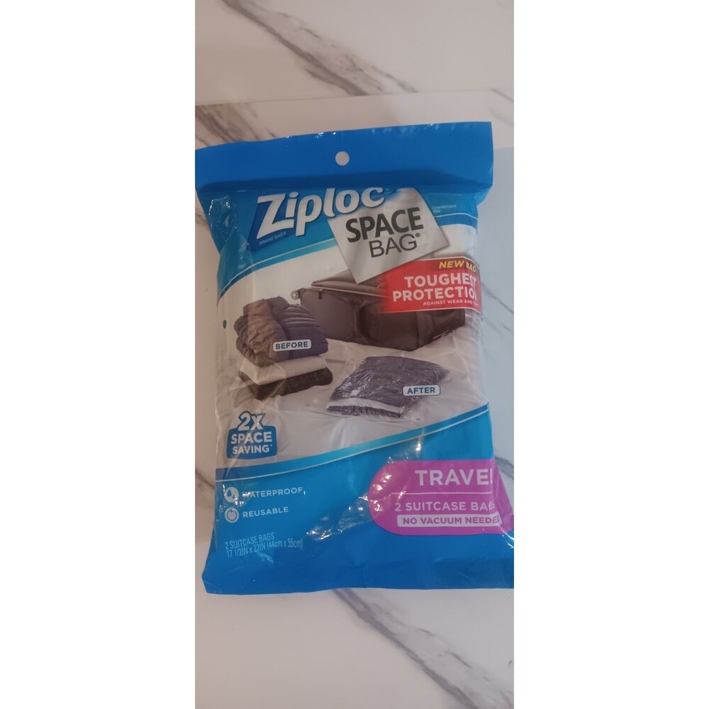 Ziploc Travel Space Bags 2 Reusable Waterproof Suitcase Size Travel Bags